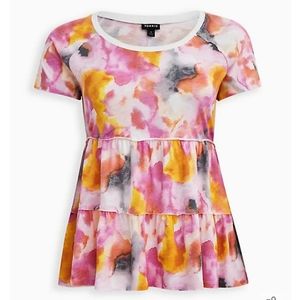 Tie dye tiered babydoll tee